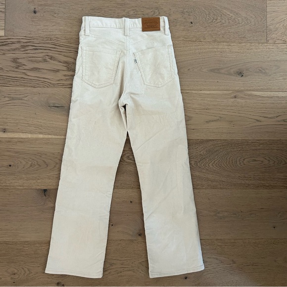 Levi’s Rib Cage Crop Boot Cut Jeans Cream Cordorouy - Picture 7 of 9
